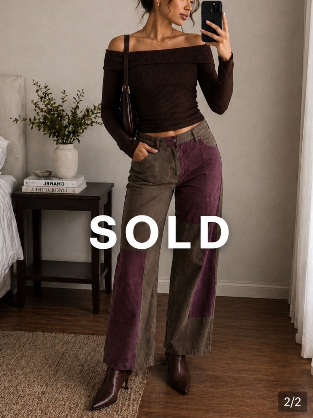 Corduroy-Look Vintage Style Boyfriend Slacks